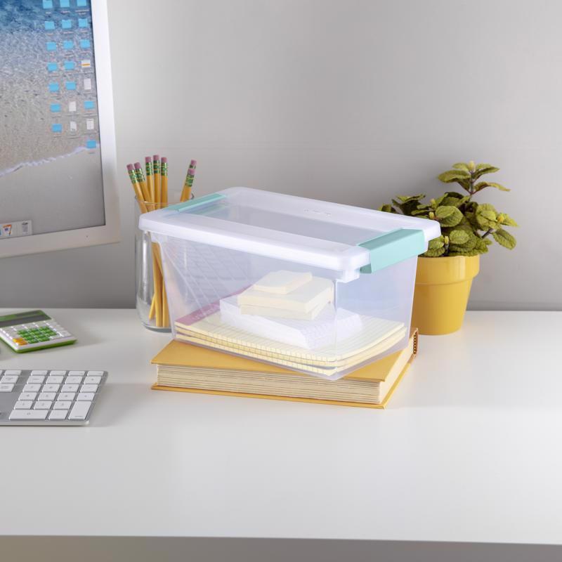 Sterilite 0.9 cu ft Clear Clip Storage Box 5.375 in. H X 6.625 in. W X 11 in. D Stackable