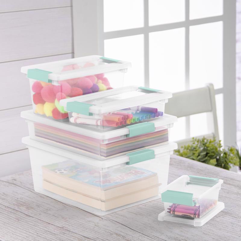 Sterilite 0.9 cu ft Clear Clip Storage Box 5.375 in. H X 6.625 in. W X 11 in. D Stackable