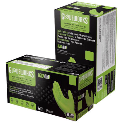 Gloveworks Nitrile Disposable Gloves Large Green Powder Free