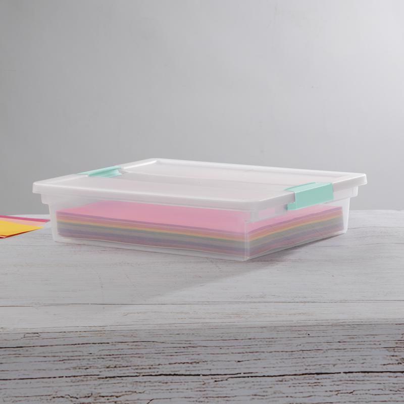 Sterilite 5.7 qt Clear Clip Storage Box 3.25 in. H X 11 in. W X 14 in. D Stackable