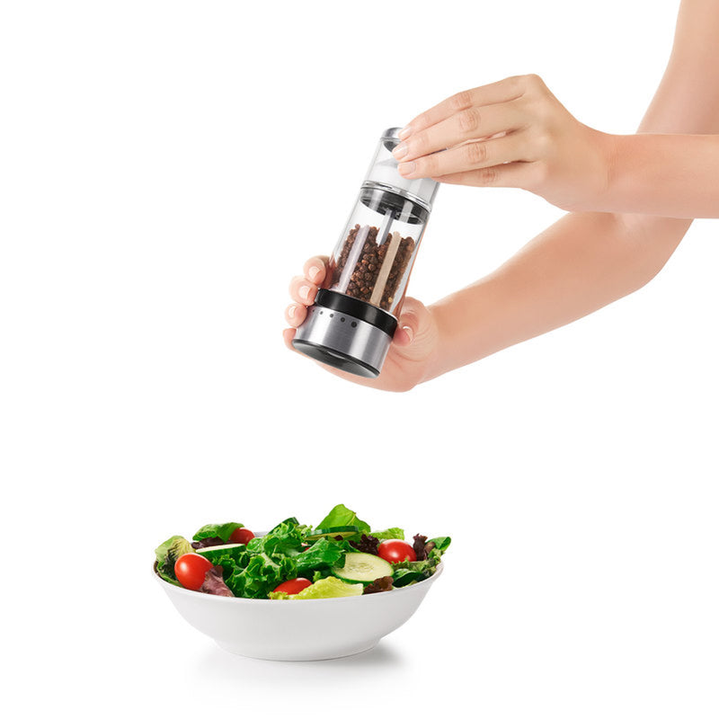 OXO Good Grips Clear/Silver Plastic/Stainless Steel 2-in-1 Salt & Pepper Grinder Shaker 4-3/4 oz