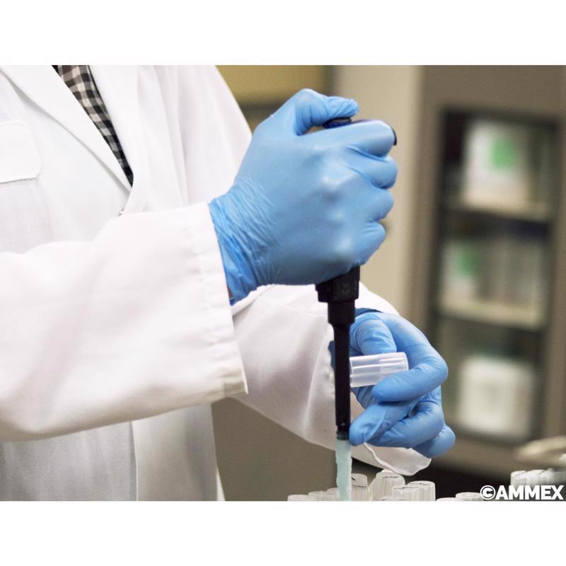 Ammex Professional Nitrile Disposable Exam Gloves Medium Blue Powder Free 100 pc