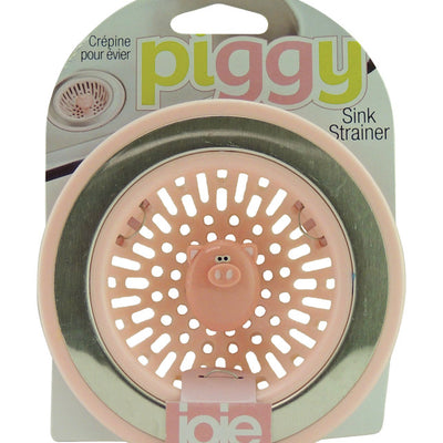 Joie Piggy Pink/Silver Plastic/Stainless Steel Sink Strainer