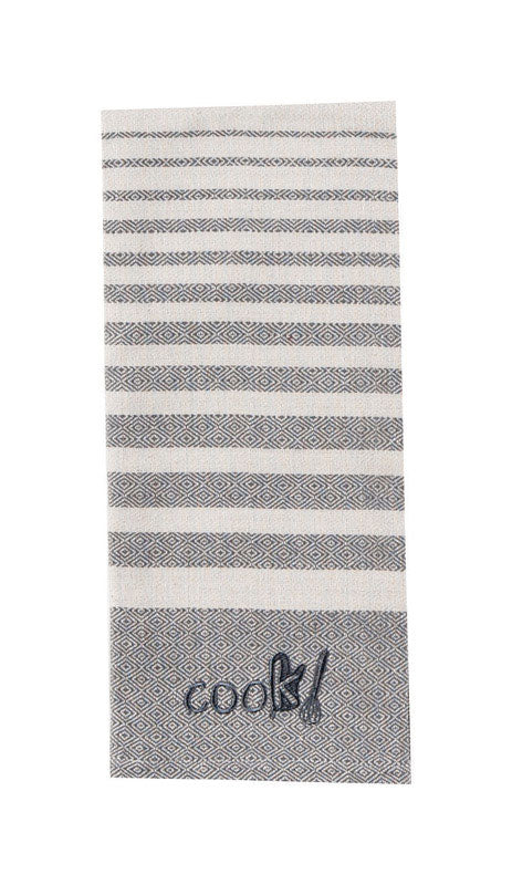Kay Dee Cooks Kitchen Graphite Cotton Embroidered Tea Towel