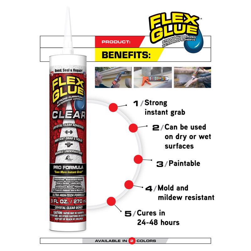 Flex Seal Family of Products Flex Glue White Rubberized Waterproof Adhesive 10