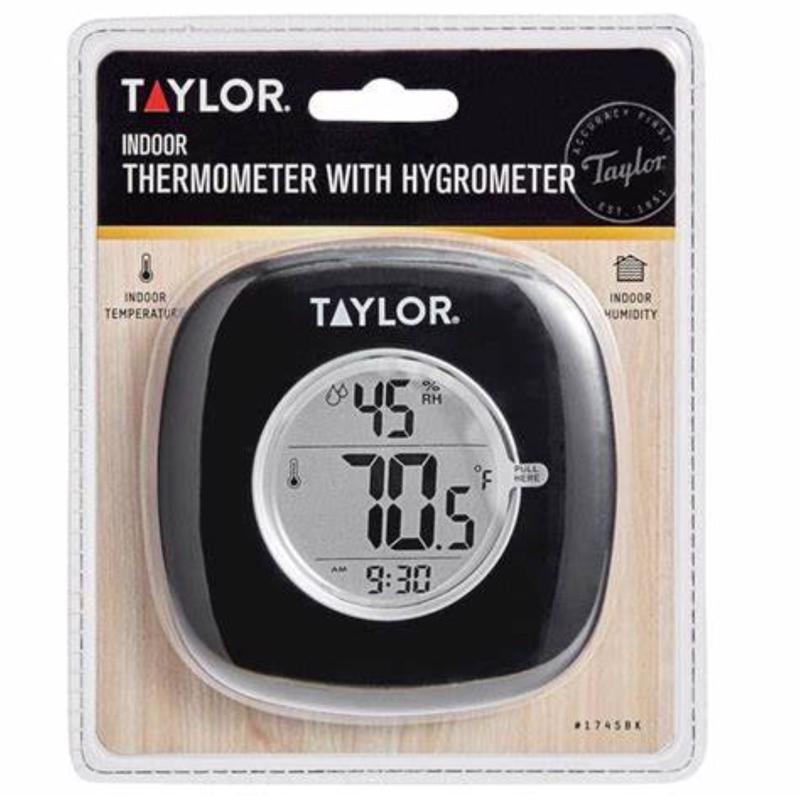 Taylor Hygrometer/Temperature/Time Digital Thermometer Plastic Black 4.75 in.