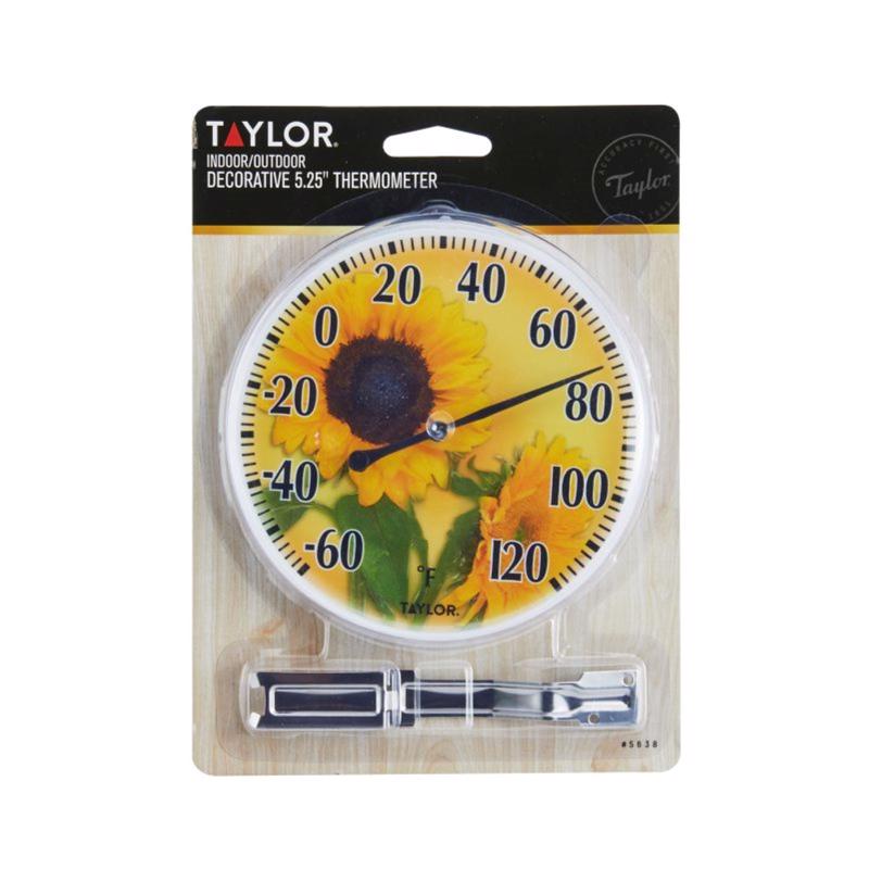 Taylor Sunflower Dial Thermometer Plastic Yellow 5.25 in.
