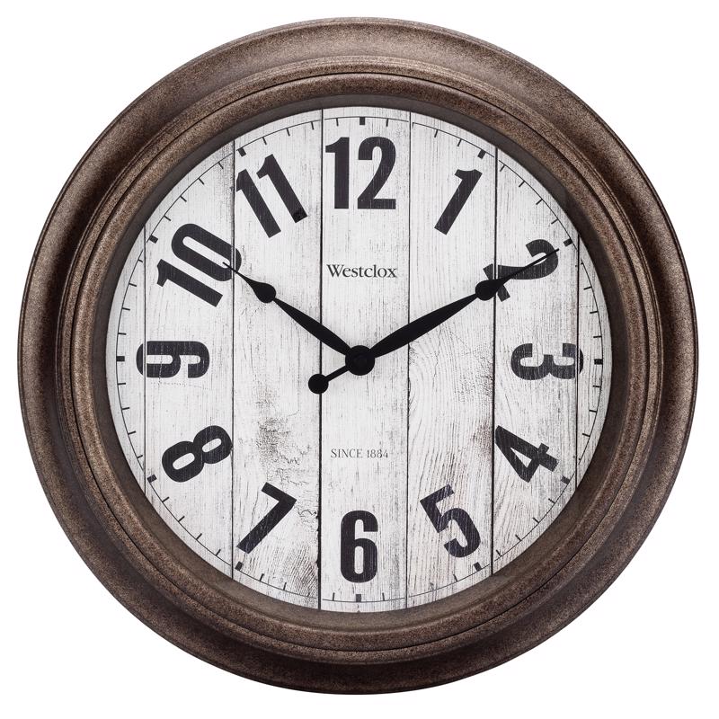 Westclox 15-1/2 in. L X 15-1/2 in. W Indoor Classic Analog Wall Clock Glass/Plastic Brown