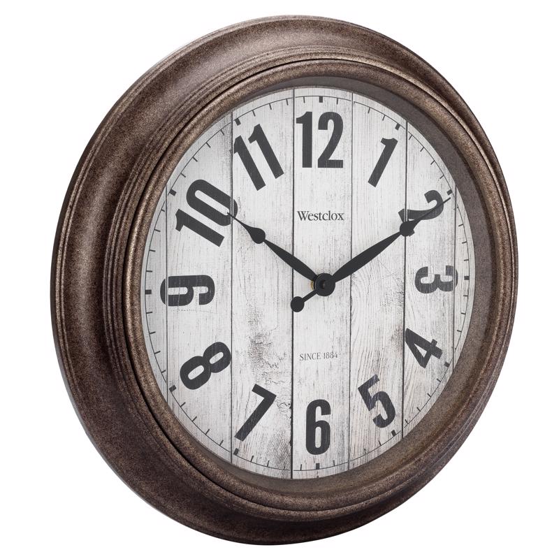 Westclox 15-1/2 in. L X 15-1/2 in. W Indoor Classic Analog Wall Clock Glass/Plastic Brown