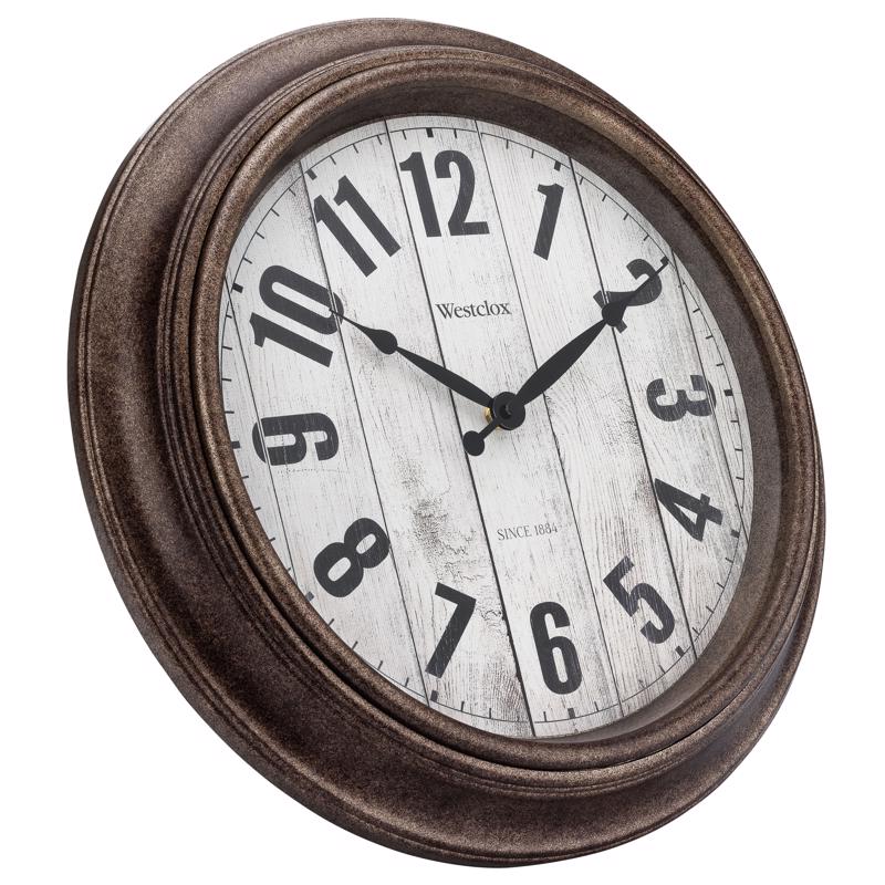 Westclox 15-1/2 in. L X 15-1/2 in. W Indoor Classic Analog Wall Clock Glass/Plastic Brown