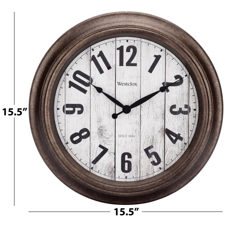 Westclox 15-1/2 in. L X 15-1/2 in. W Indoor Classic Analog Wall Clock Glass/Plastic Brown