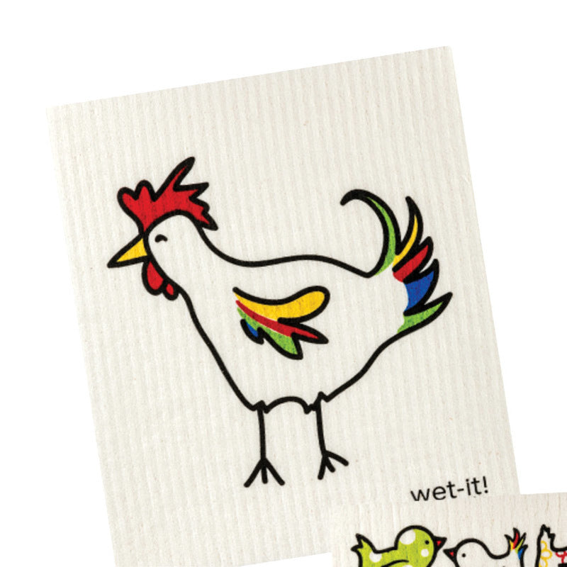 wet-it! Multicolored Cotton Rooster Dish Cloth