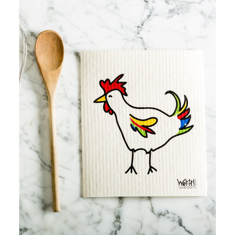 wet-it! Multicolored Cotton Rooster Dish Cloth