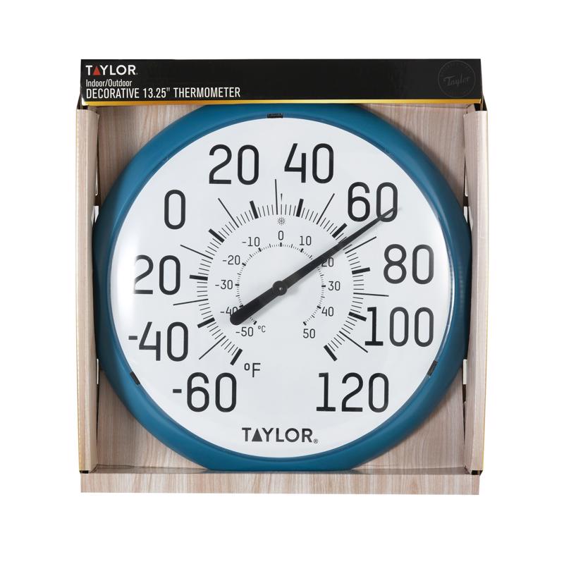 Taylor Big and Bold Bezel Dial Thermometer Plastic Teal 13.25 in.