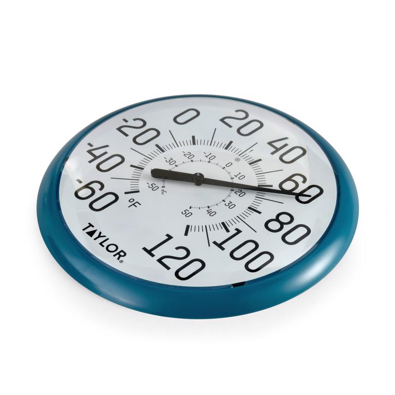 Taylor Big and Bold Bezel Dial Thermometer Plastic Teal 13.25 in.