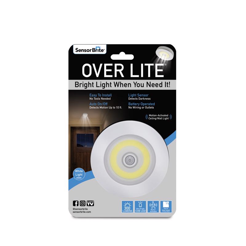 Over Lite As Seen On TV White Battery Powered LED Puck Light