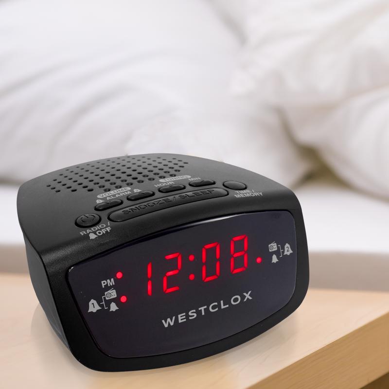 Westclox Black AM/FM Clock Radio Digital Plug-In