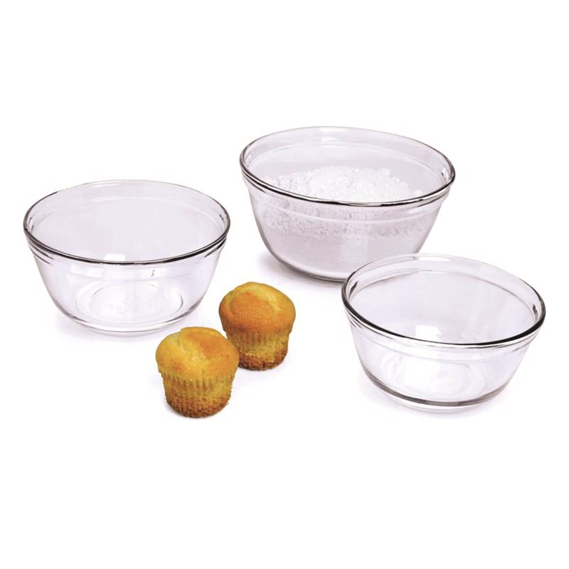 Anchor Hocking 2.5 qt Glass Clear Mixing Bowl Set 3 pc