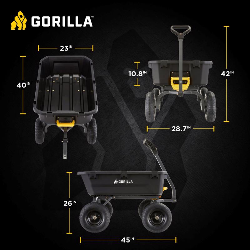Gorilla Carts Poly Dump Cart 1200 lb. cap.