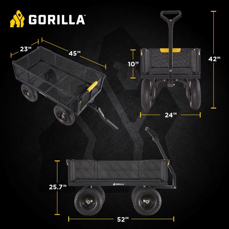 Gorilla Carts Steel Utility Cart 1200 lb. cap.