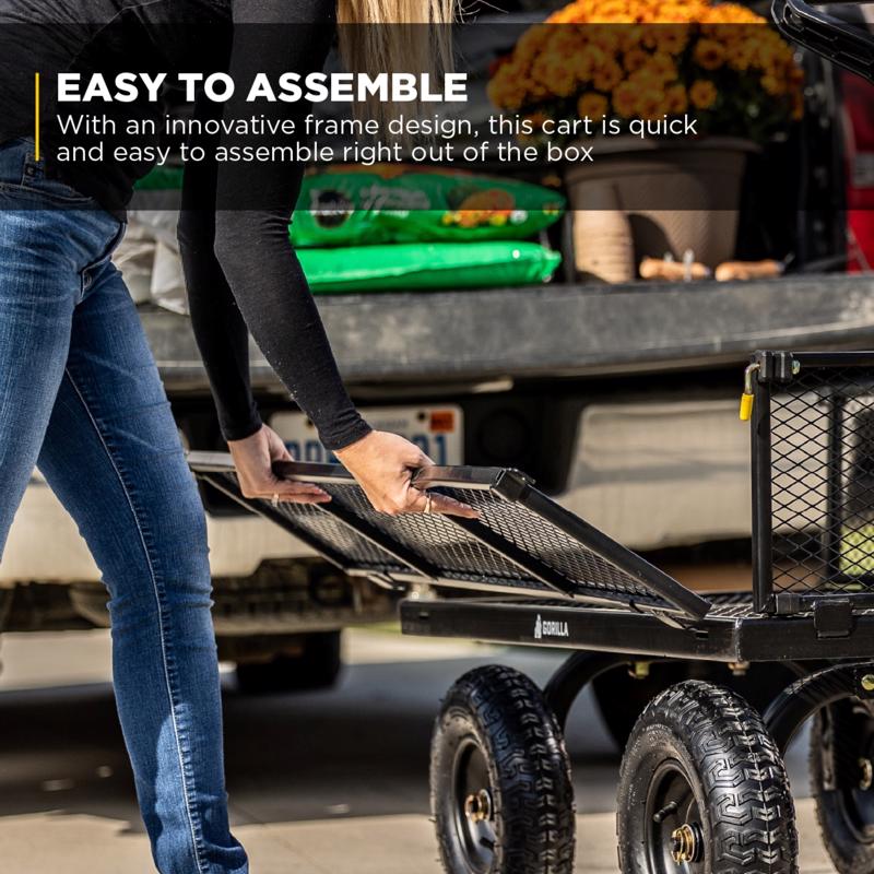 Gorilla Carts Steel Utility Cart 1200 lb. cap.
