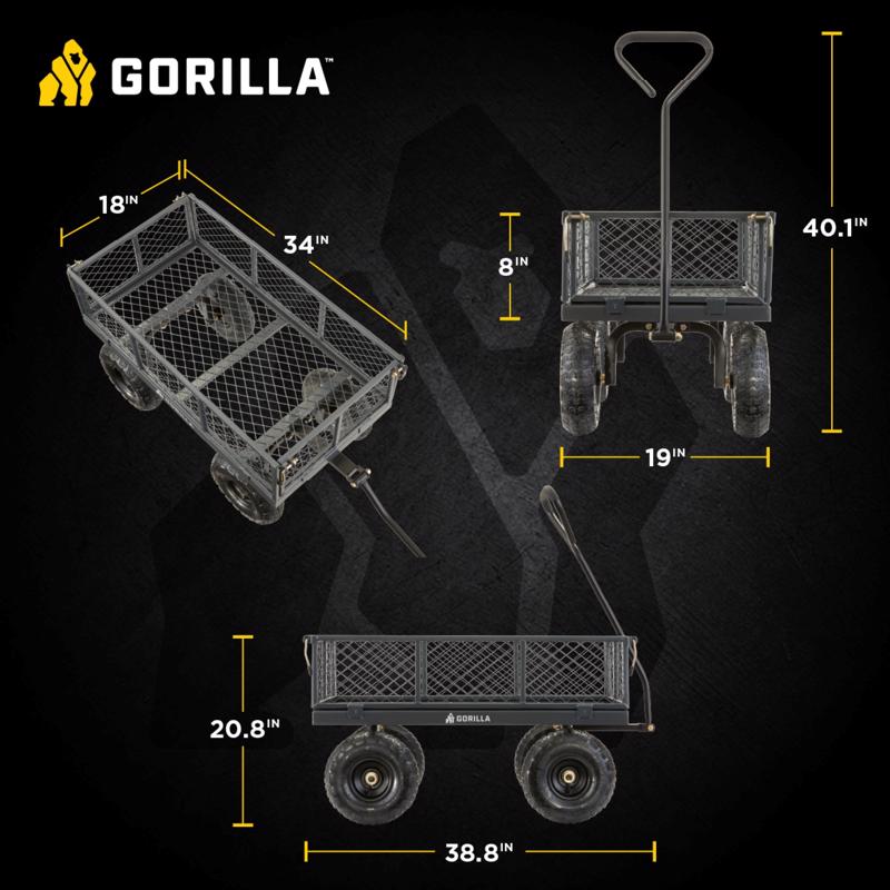 Gorilla Carts Steel Utility Cart 600 lb. cap.