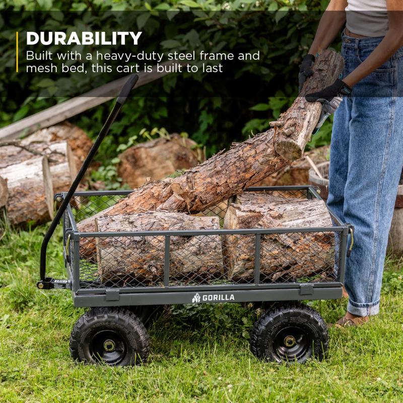 Gorilla Carts Steel Utility Cart 600 lb. cap.
