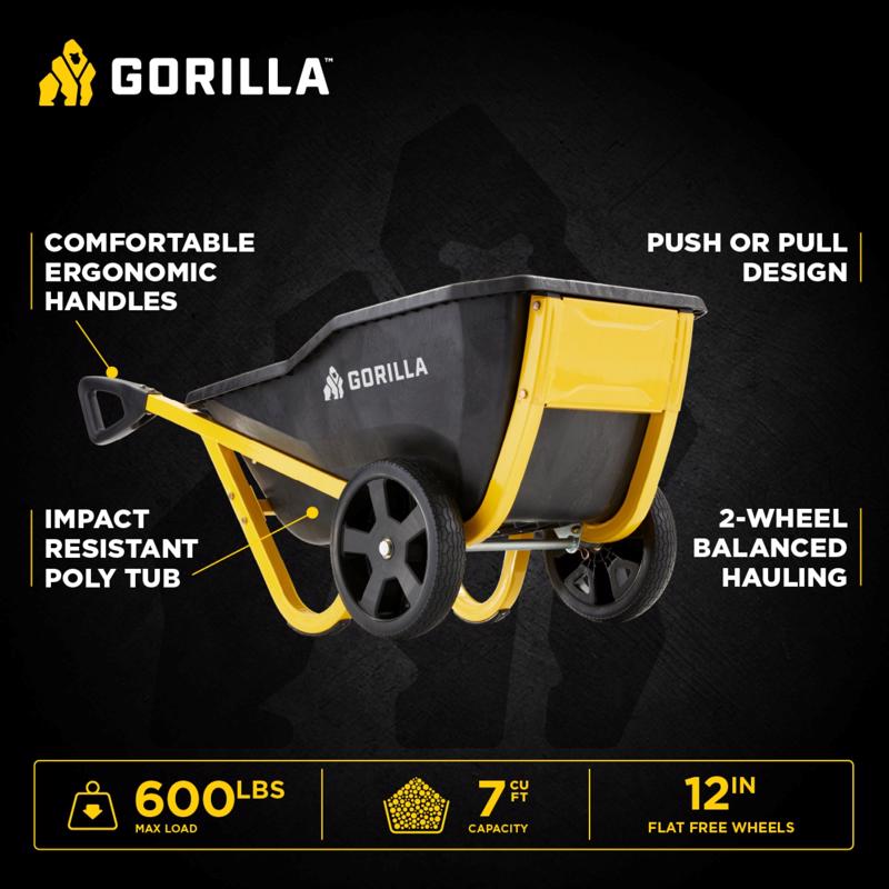 Gorilla Carts Poly Yard Cart 600 lb. cap.