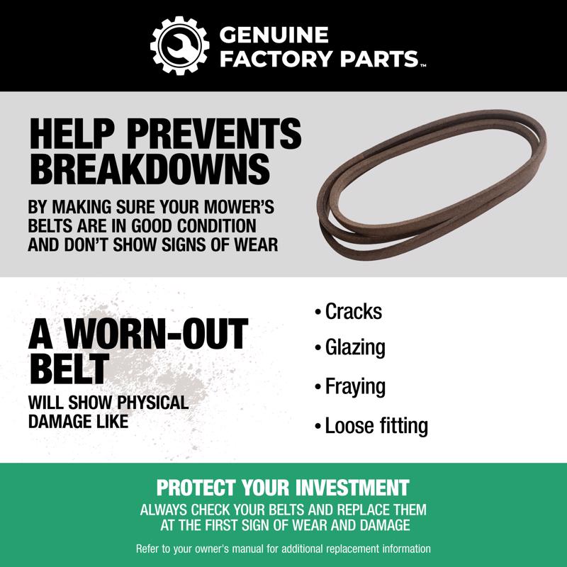 Genuine Factory Parts Deck Drive Belt 0.54 in. W X 103.24 in. L For Lawn Tractor