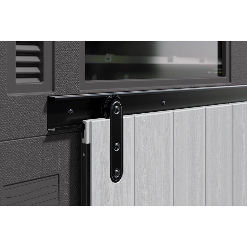 Suncast Modernist Barn Door 10 ft. x 7 ft. Resin Horizontal Barn Storage Shed with Floor Kit