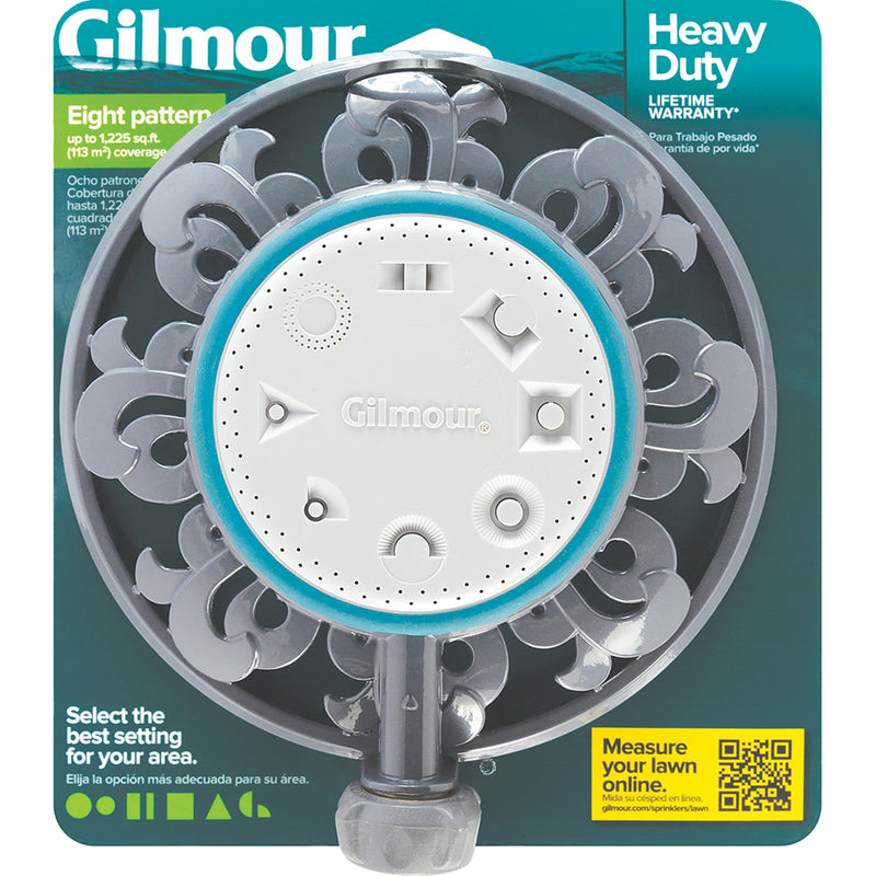 Gilmour Metal Ring Base 8-Pattern Turret Sprinkler 1225 sq ft