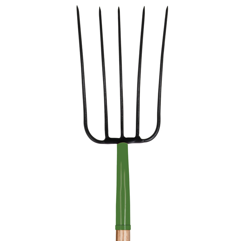 John Deere 5 Tine Steel Compost Fork 36 in. Wood Handle