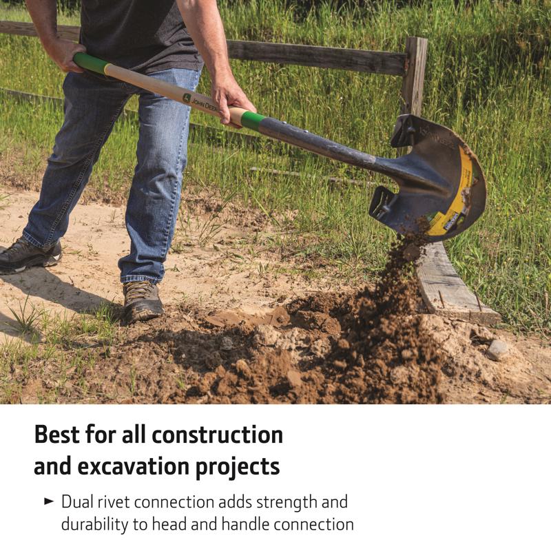 John Deere 61 in. Steel Digging Shovel Wood Handle