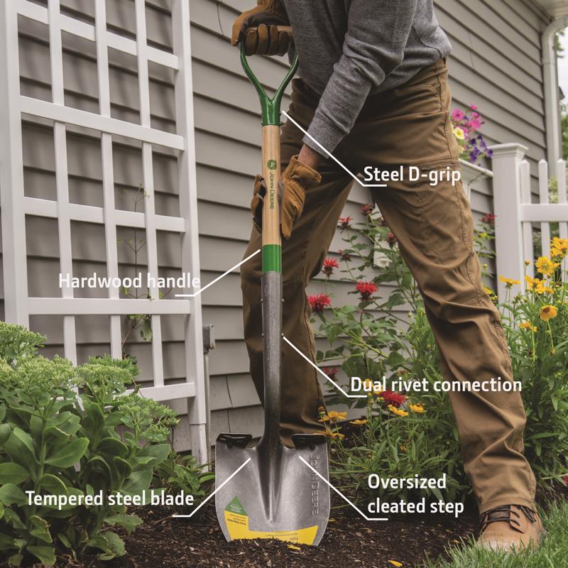 John Deere 42 in. Steel Digging Shovel Wood Handle