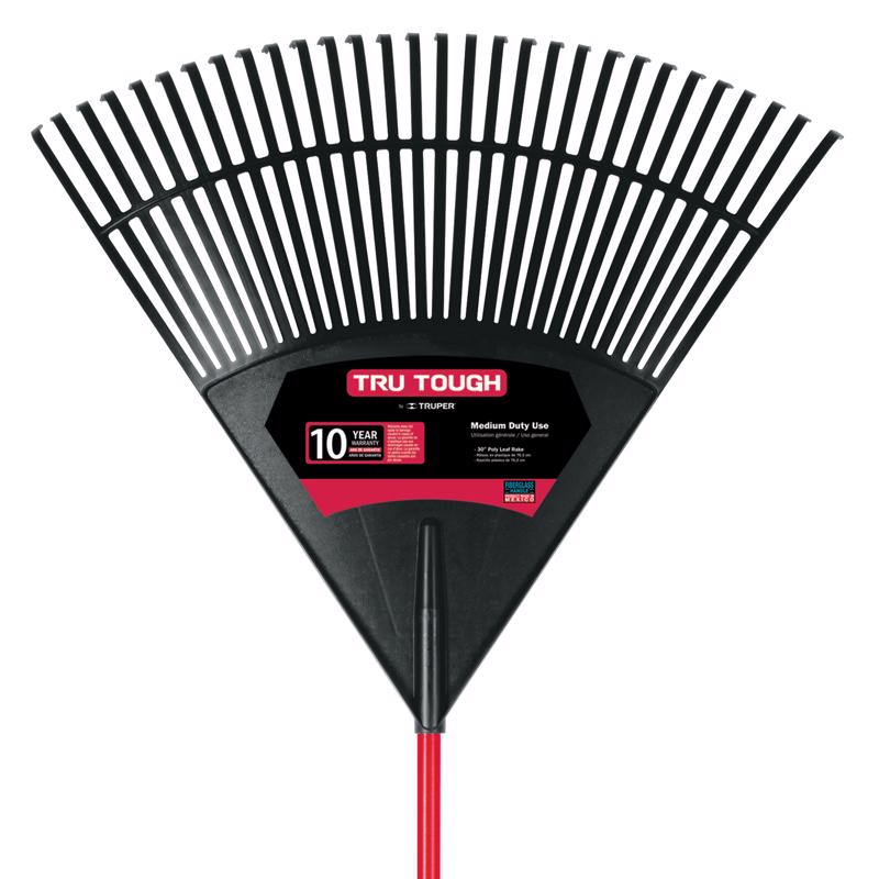 Truper Tru-Tough 71.5 in. 30 Tine Poly Leaf Rake Fiberglass Handle