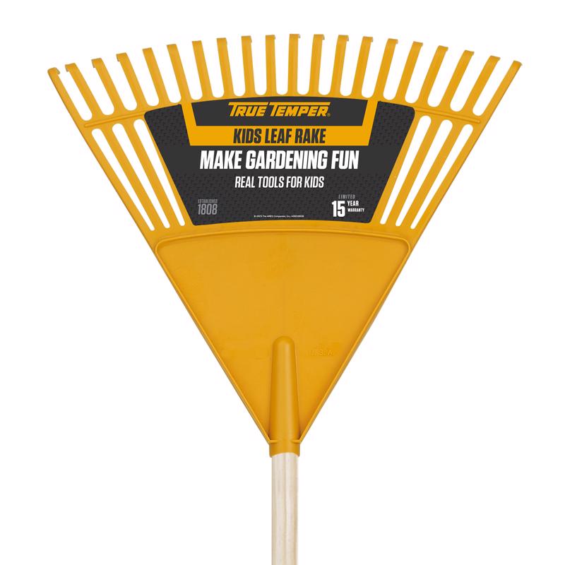 True Temper 55.75 in. 20 Tine Poly Kids Rake Wood Handle