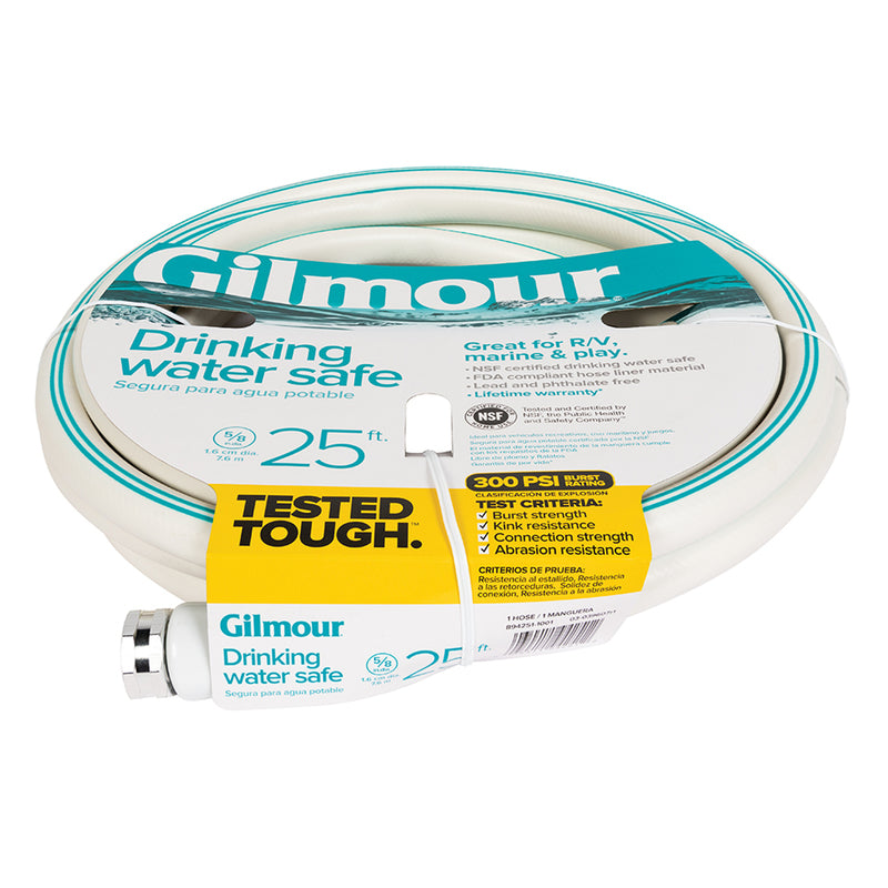 Gilmour Drinking Water Safe 5/8 in. D X 25 ft. L RV/Marine Hose