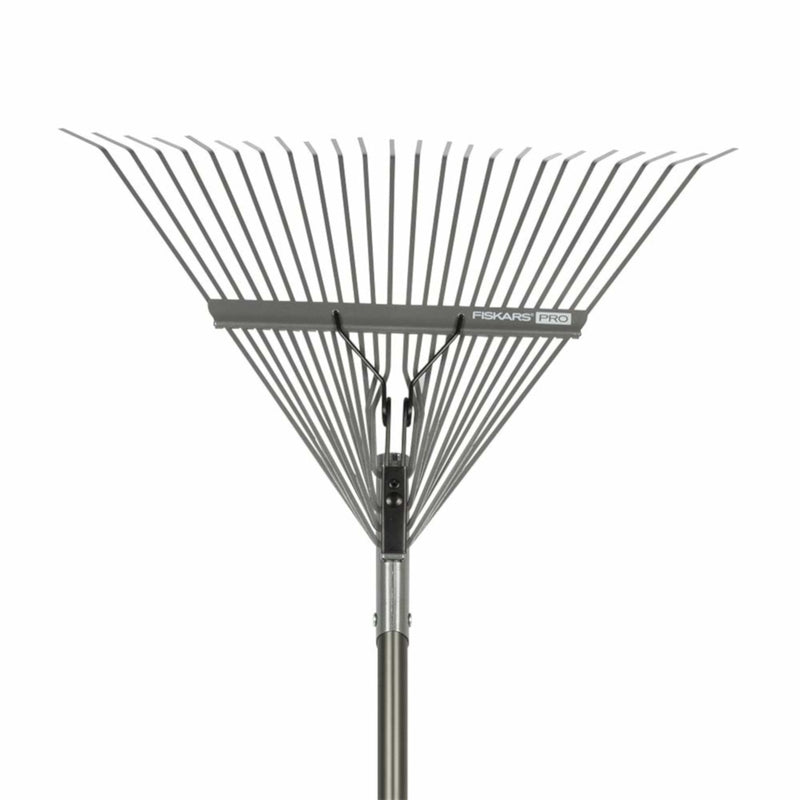 Fiskars Pro 66.25 in. 25 Tine Steel Leaf Rake Aluminum Handle
