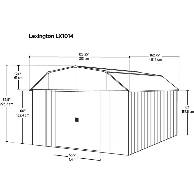 Arrow Lexington 10 ft. x 14 ft. Metal Vertical Barn Storage Shed without Floor Kit
