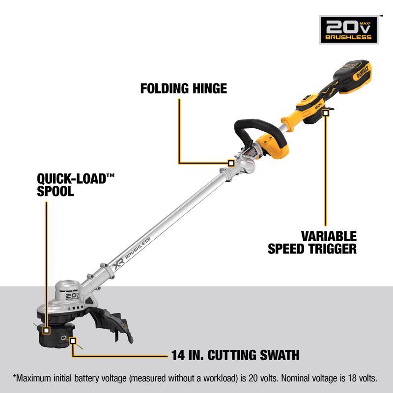 DeWalt 20V MAX DCST922B 14 in. 20 V Battery String Trimmer Tool Only