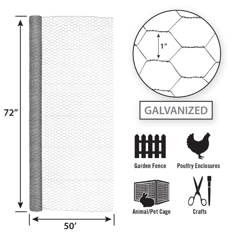 Garden Craft 72 in. H X 50 ft. L Galvanized Steel Fencing 1 in. X 1 in. in.