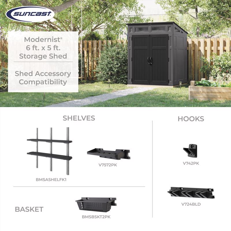 Suncast Modernist 6 ft. x 5 ft. Resin Vertical Pent Storage Shed with Floor Kit