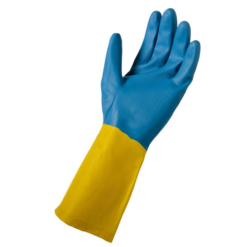 Soft Scrub Latex/Neoprene Cleaning Gloves XL Blue/Yellow