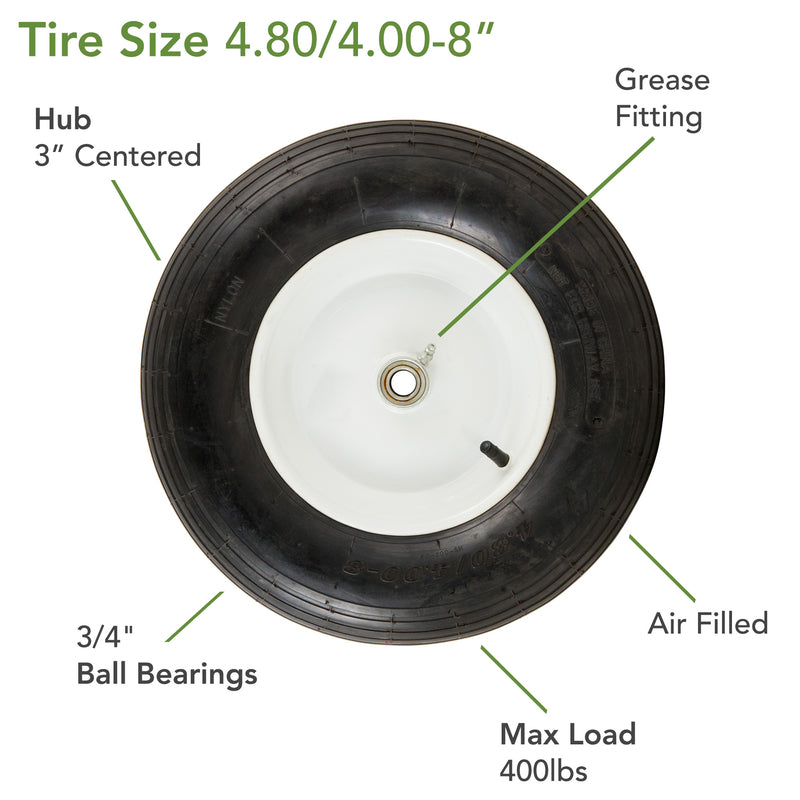 Marathon 8 in. D X 15.5 in. D 400 lb. cap. Centered Wheelbarrow Tire Rubber