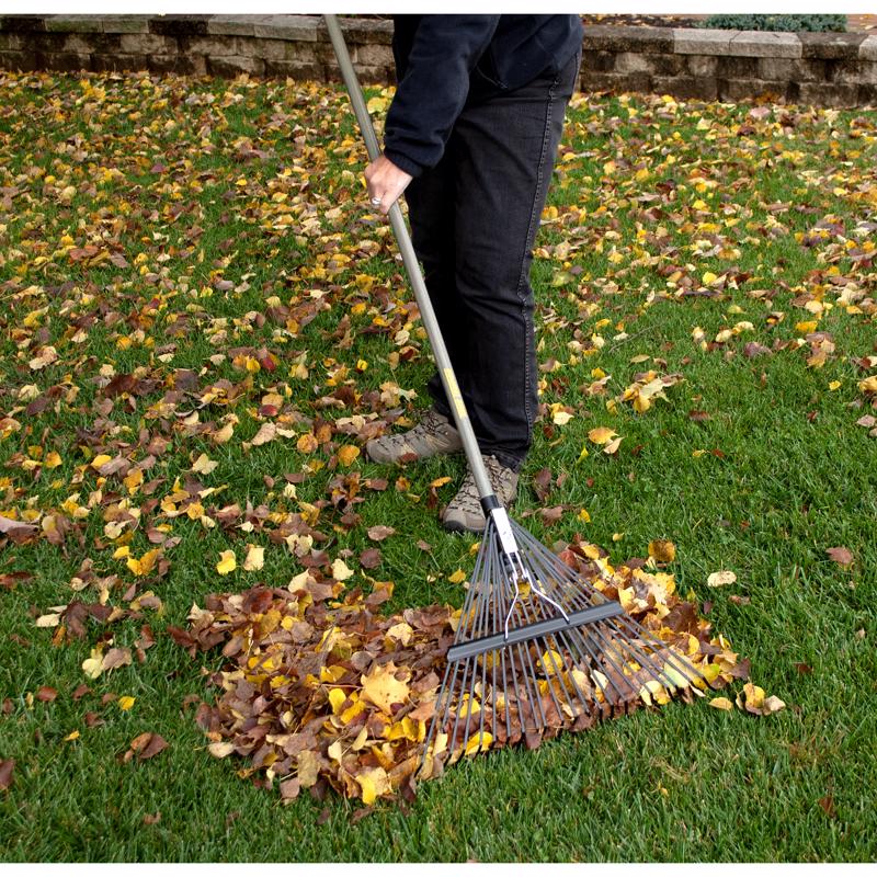 True Temper 64.5 in. 22 Tine Steel Leaf Rake Wood Handle