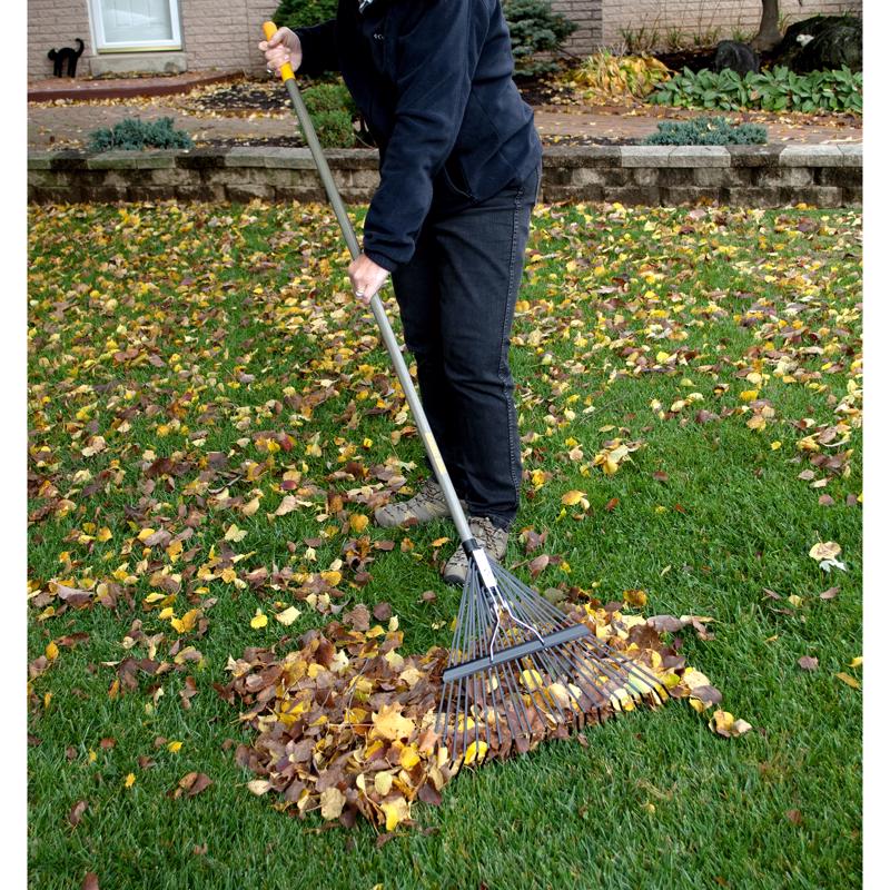 True Temper 64.5 in. 22 Tine Steel Leaf Rake Wood Handle