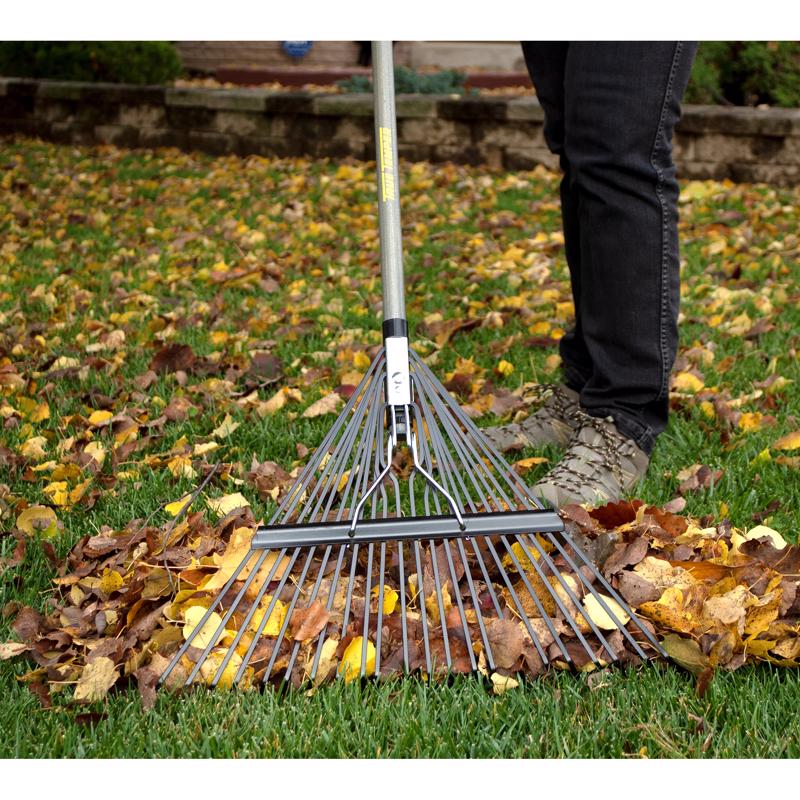 True Temper 64.5 in. 22 Tine Steel Leaf Rake Wood Handle