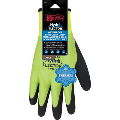 Kinco Hydroflector Men's Knit Wrist Cuff Waterproof Gloves Black/Green L 1 pair