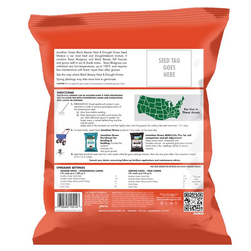 Jonathan Green Black Beauty Heat & Drought Mixed Sun or Shade Grass Seed 3 lb