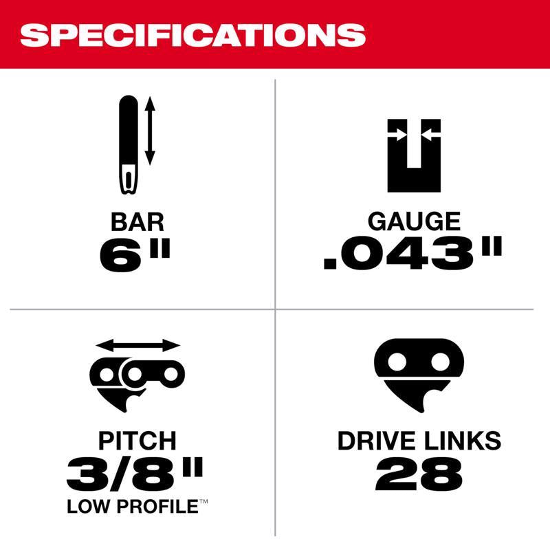 Milwaukee 49-16-2732 6 in. Replacement Chainsaw Chain 28 links